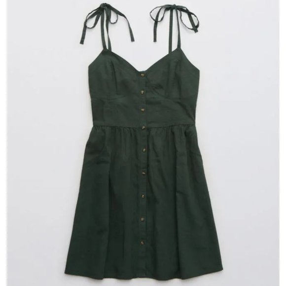 aerie linen corset dress ***ISO Aerie Linen Corset Dress in Sycamore/Green